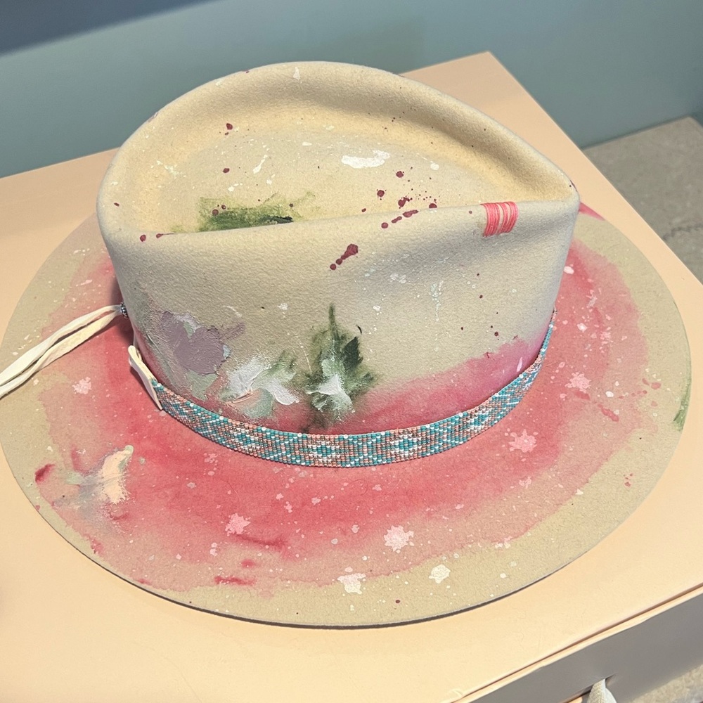 JW Bennett Hand painted “When Inspiration-Strikes Hat” - OOAK 7 3/8 - Picture 9 of 13